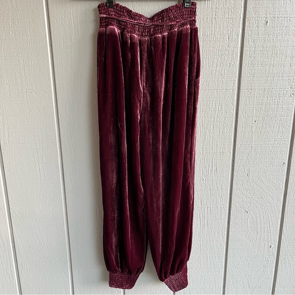 Anthropologie Gloria Velvet Joggers in Wine Bordeaux Size S - Picture 7 of 10